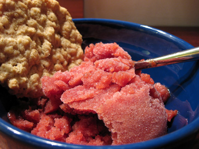 Cherry sorbet and oatmeal cookie
